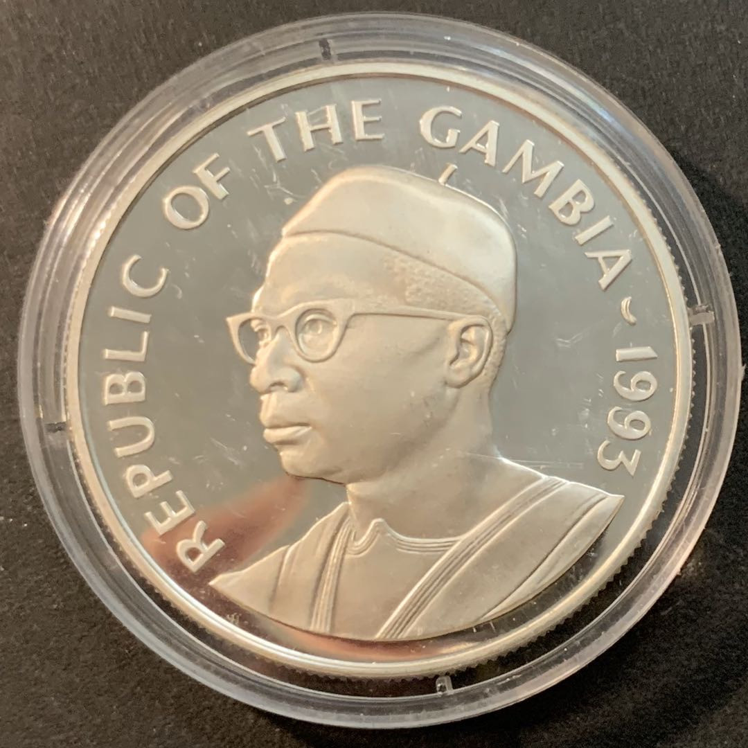 紫瑗钱币—微拍第41期  冈比亚 1993年 巴塞奥运会 古典摔跤 20达拉西 银币 28.28克 0.925银 精制