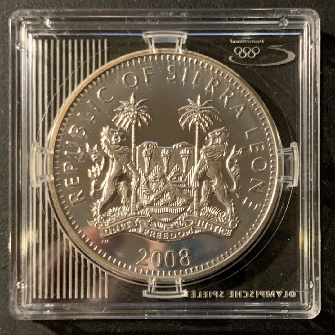 紫瑗钱币—微拍第41期  塞拉利昂 2008年 北京奥运会 拳击 10元 31.1克 0.925银 精制