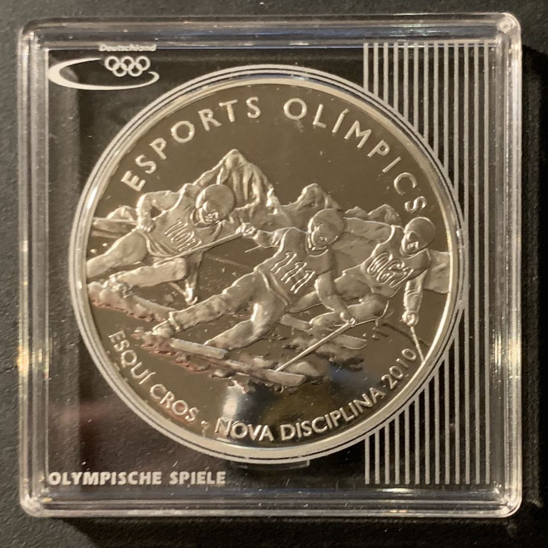 紫瑗钱币—微拍第41期  安道尔 2008年  温哥华冬奥会 滑雪 10第纳尔 28.28克 0.925银 精制