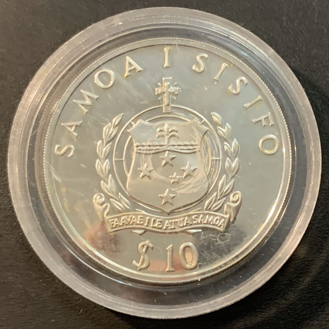 紫瑗钱币—微拍第41期  萨摩亚 1992年 巴塞罗那运动会 链球 10元 31.47克 0.925银 精制