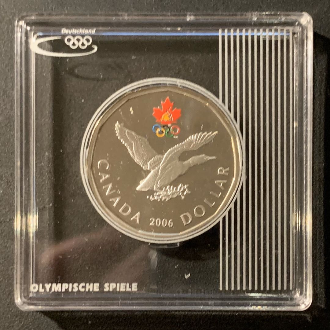 紫瑗钱币—微拍第41期  加拿大 2006年 奥运会 大雁 1元 彩色银币 9.31克 0.925银 精制