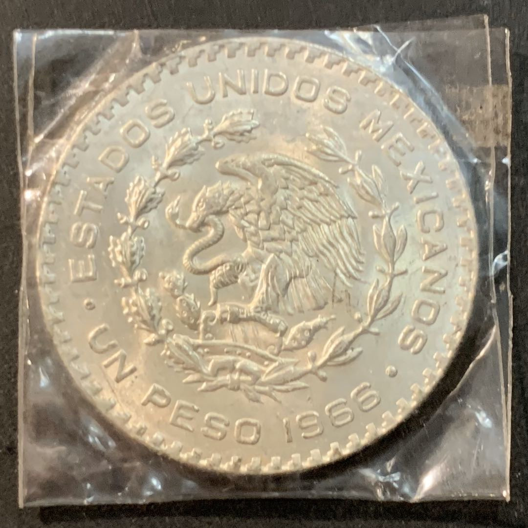 紫瑗钱币—微拍第41期  墨西哥 1966年 人物 1比索 银币 