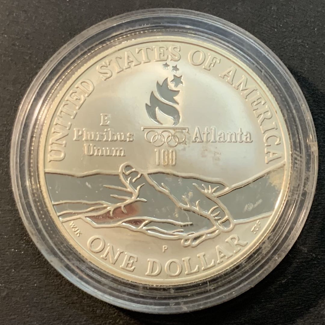 紫瑗钱币—微拍第41期  美国 1995年 亚特兰大奥运会 自行车  1元  26.73克 0.9银 精制