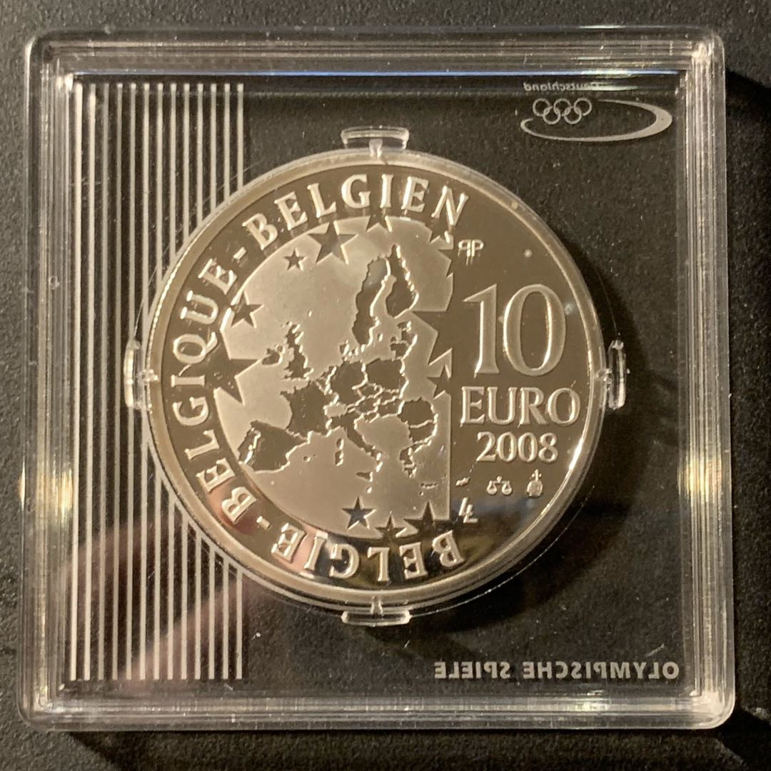 紫瑗钱币—微拍第41期  比利时 2008年 北京奥运会 10欧元 18.93克 0.925银 精制