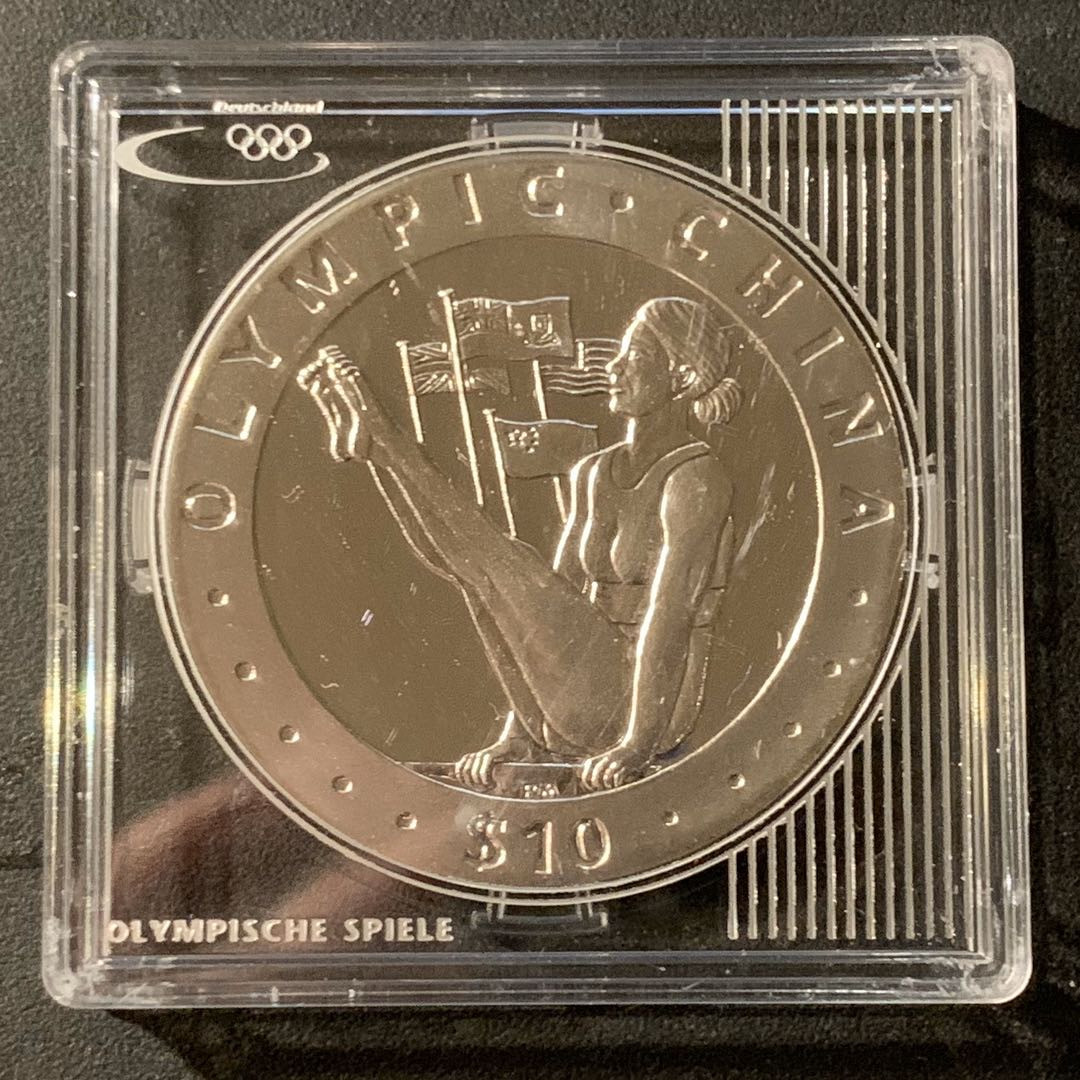 紫瑗钱币—微拍第41期  英属维尔京 2008年 北京奥运会 单杠 10元 28.28克 0.925银 精制