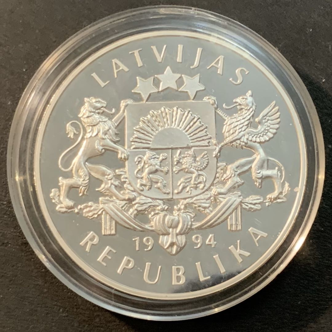 紫瑗钱币—微拍第41期  拉脱维亚 1994年 亚特兰大奥运会 10拉特 31.47克 0.925银 精制