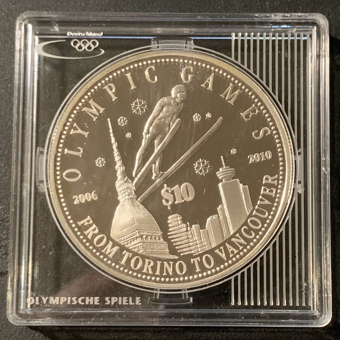 紫瑗钱币—微拍第41期  库克群岛 2008年 温哥华冬奥运 10元 31.1克 0.999银 精制