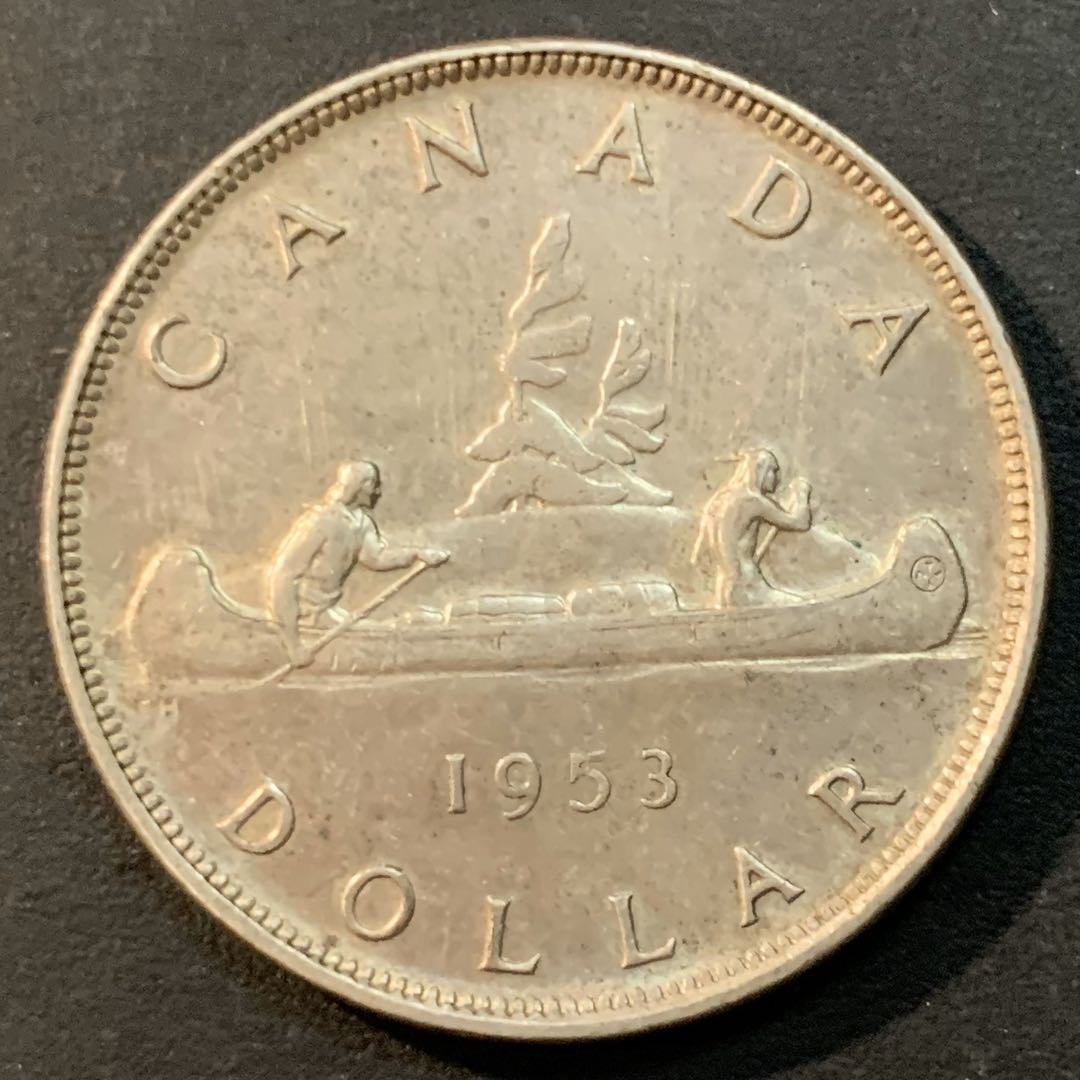 紫瑗钱币—微拍第41期  加拿大 1953年 伊丽莎白二世 1元 23.4克 0.8银
