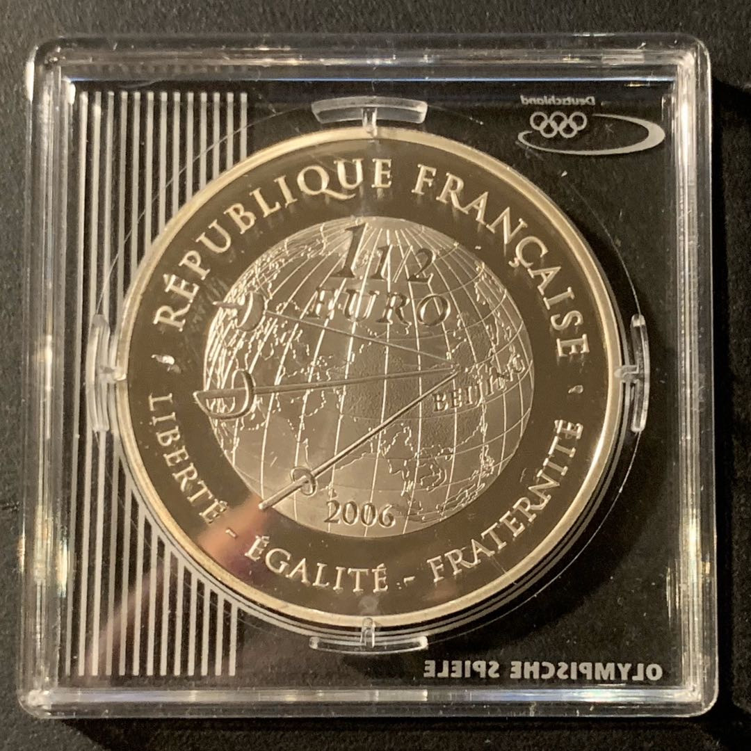 紫瑗钱币—微拍第41期  法国 2006年 北京奥运会 击剑 10欧元 27.2克 0.9银 精制