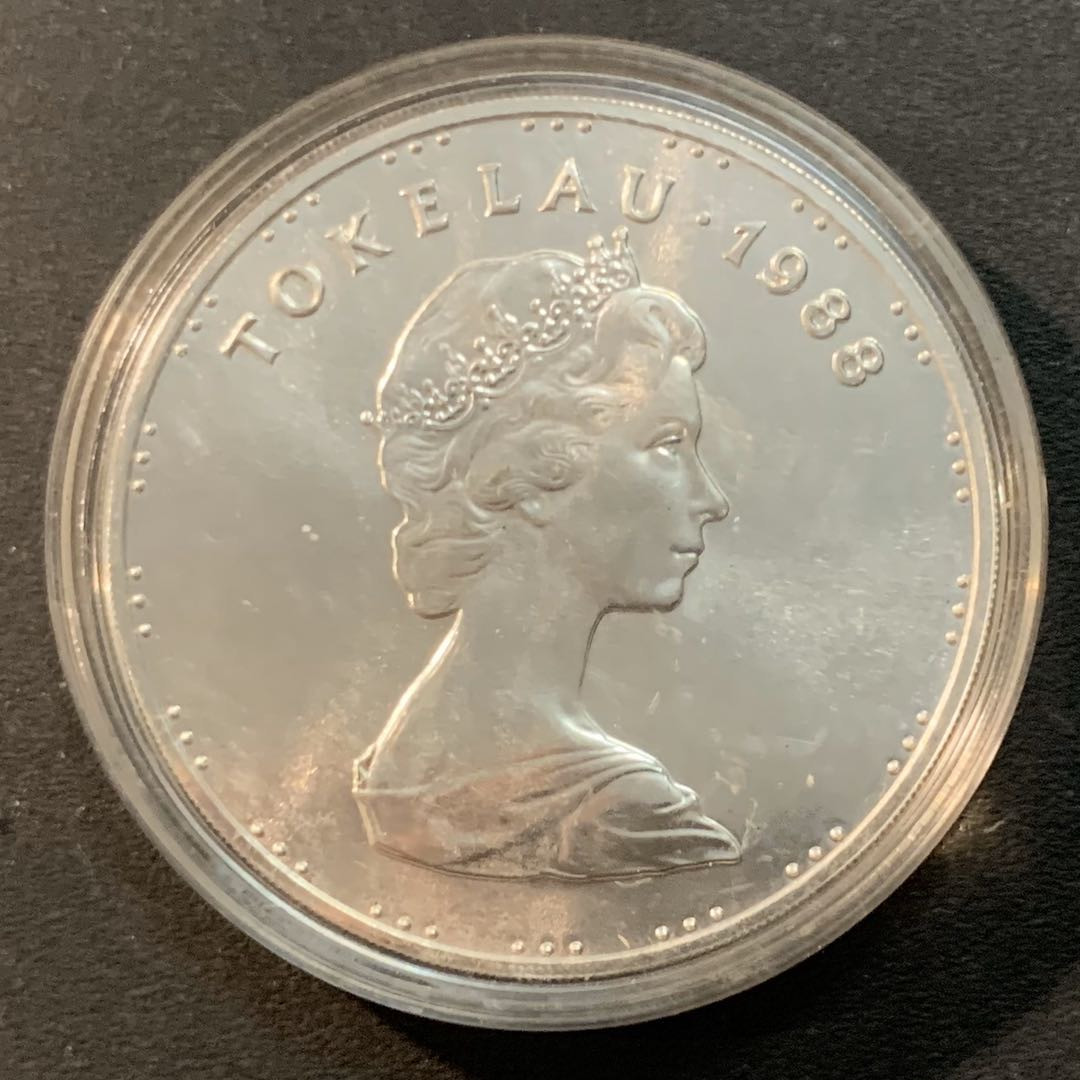 紫瑗钱币—微拍第41期  托克劳 1988年 奥运会 标枪 5塔拉 27克 0.925银