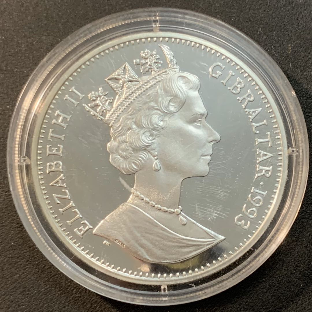 紫瑗钱币—微拍第41期  直布罗陀 1993年 拿破仑 21埃局  19.2克 0.925银 精制