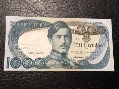 《外钞收藏家》第七十七期拍卖 - 葡萄牙1968年1000  全新绝品
