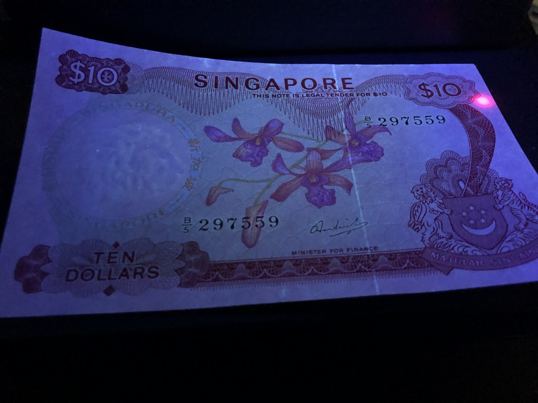 《外钞收藏家》第七十七期拍卖 新加坡花版10 全新品相 轻微潮斑 新加坡纸币正常情况