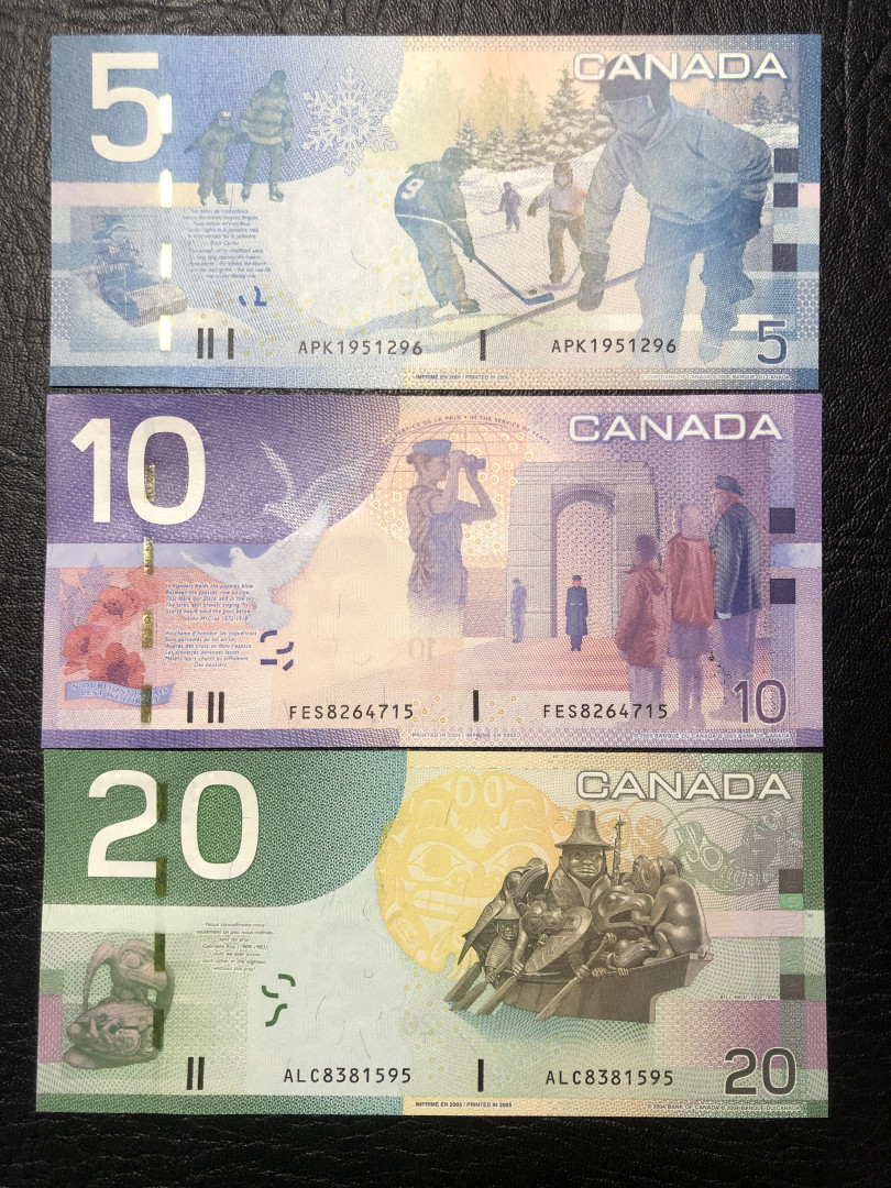《外钞收藏家》第七十七期拍卖 加拿大旅版20、10、5 三张 绝品