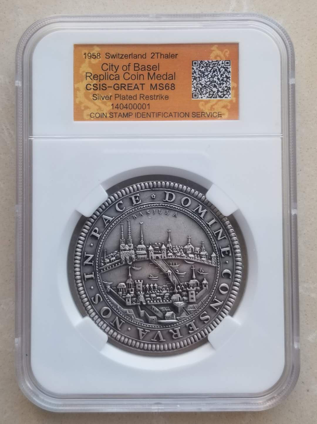 【币观天下】第102期钱币拍卖 瑞士巴塞尔城市景观塔勒古钱币复刻纪念章