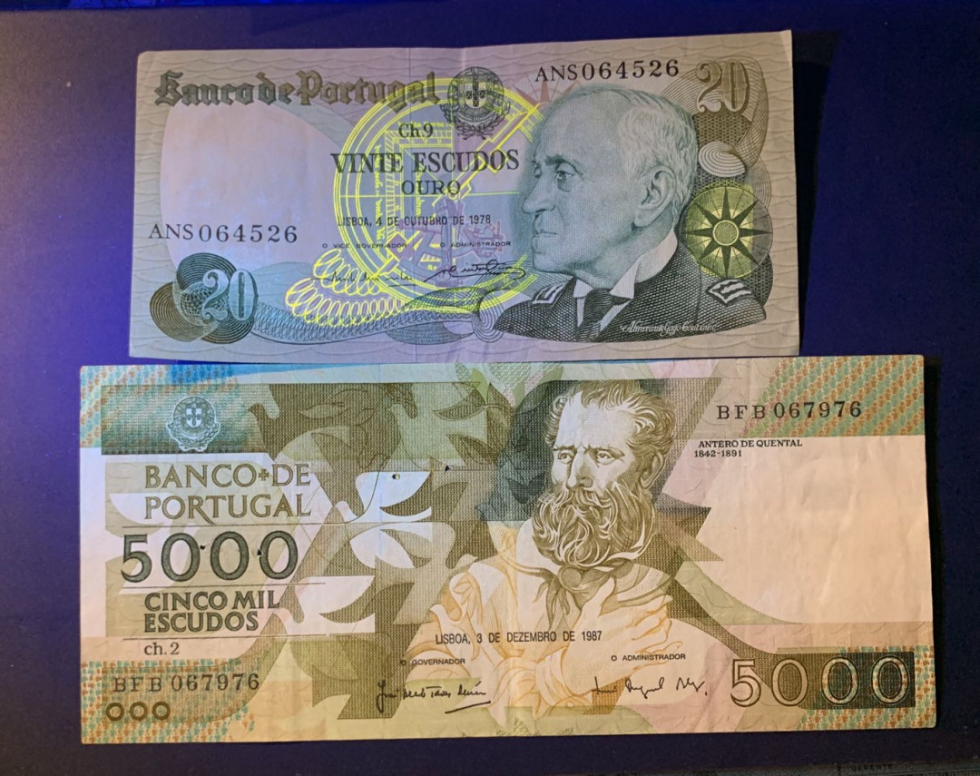 紫瑗钱币—微拍第42期—纸币场 葡萄牙 20 1000埃斯库多 2枚一组 流通品