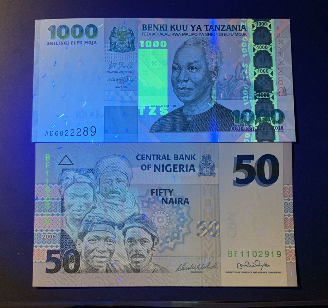 紫瑗钱币—微拍第42期—纸币场 坦桑尼亚 1000先令 尼日利亚 50 奈拉 2枚一组 UNC