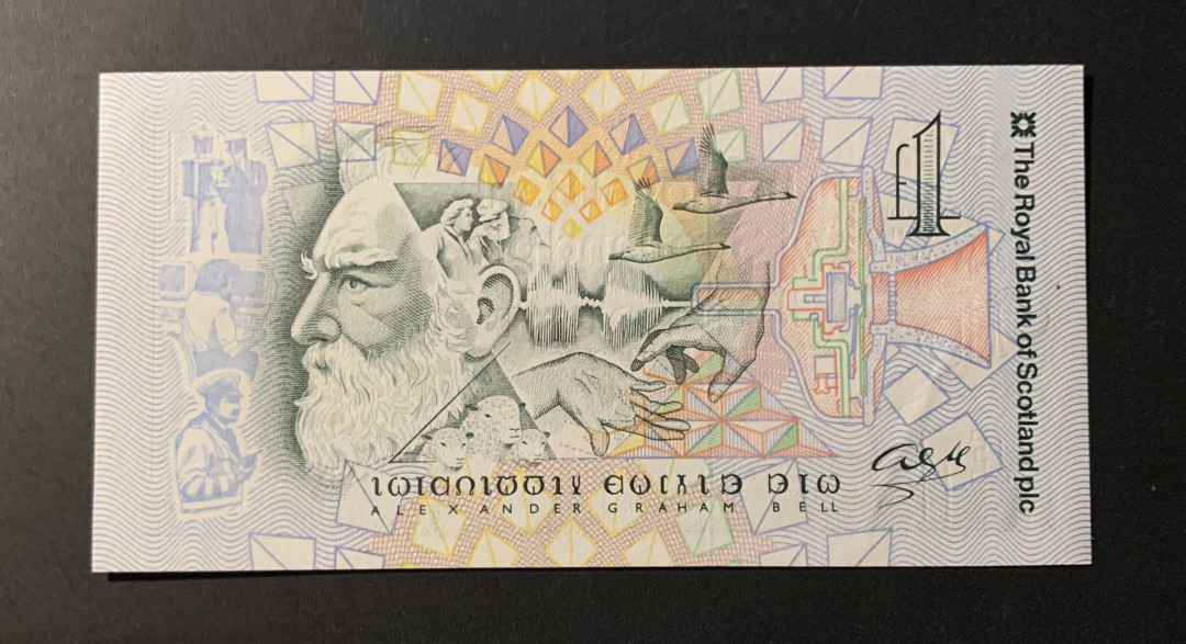 紫瑗钱币—微拍第42期—纸币场 苏格兰 1997年 贝尔诞辰150周年 1磅 UNC P-359