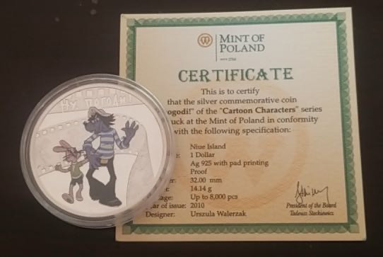 【币观天下】第102期钱币拍卖 纽埃2010年“兔子等着瞧”彩色银币  面值1元,银14克,直径32毫米,彩色精制银币