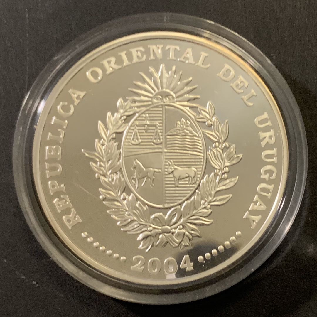 紫瑗钱币—微拍第43期  乌拉圭 2004年 德国世界杯 1000比索 27.3克 0.925银 精制