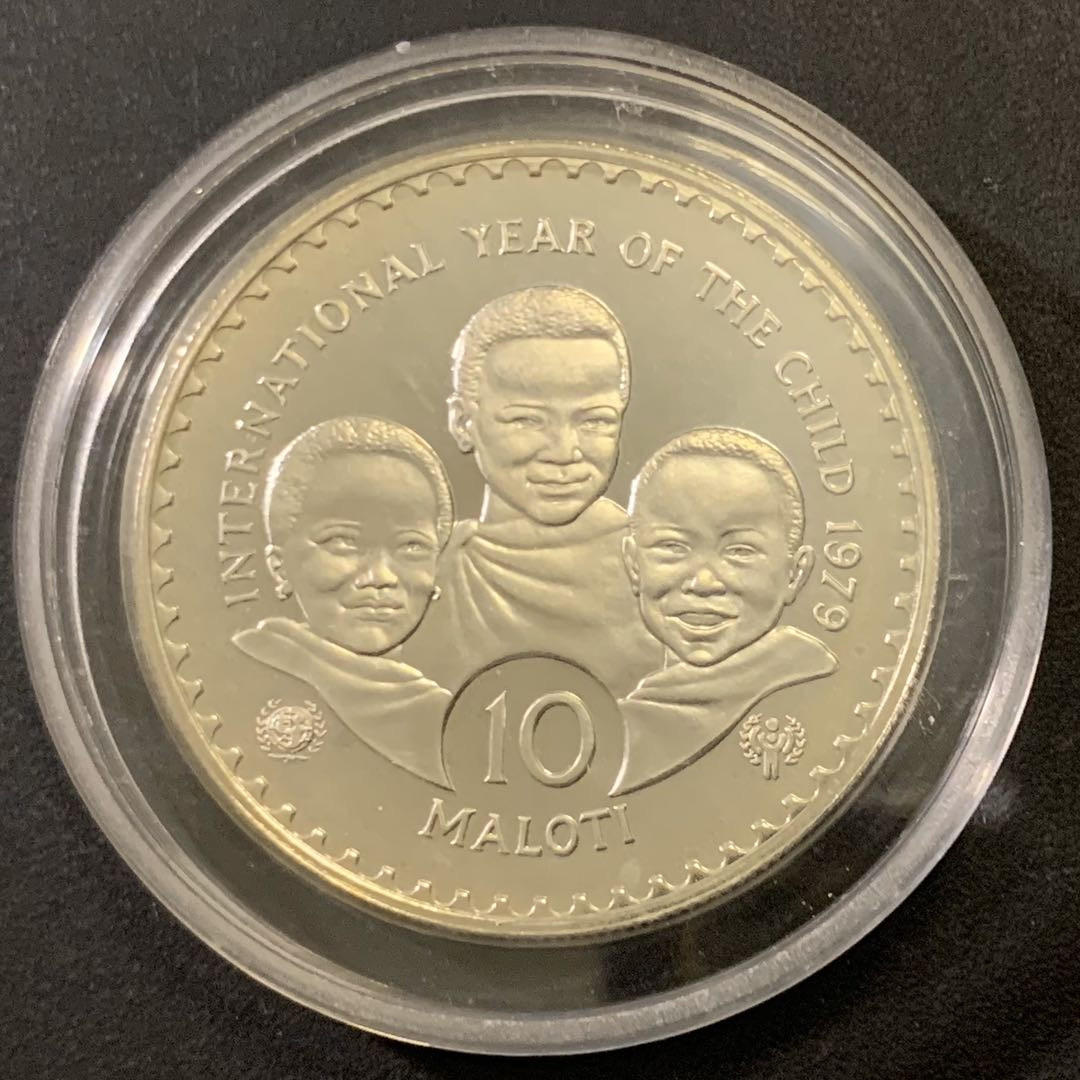 紫瑗钱币—微拍第43期  莱索托 1979年 国际儿童年 10马落蒂 33.4克 0.925银 精制