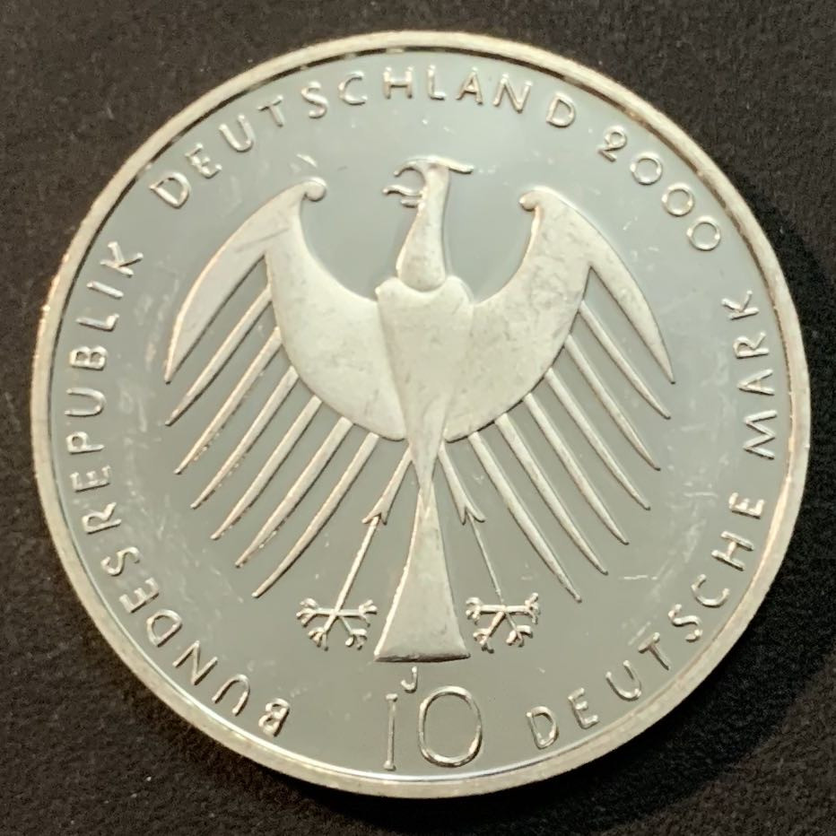 紫瑗钱币—微拍第43期  德国 2000年 J厂 汉诺威世博会 10马克 15.5克 0.925银 精制