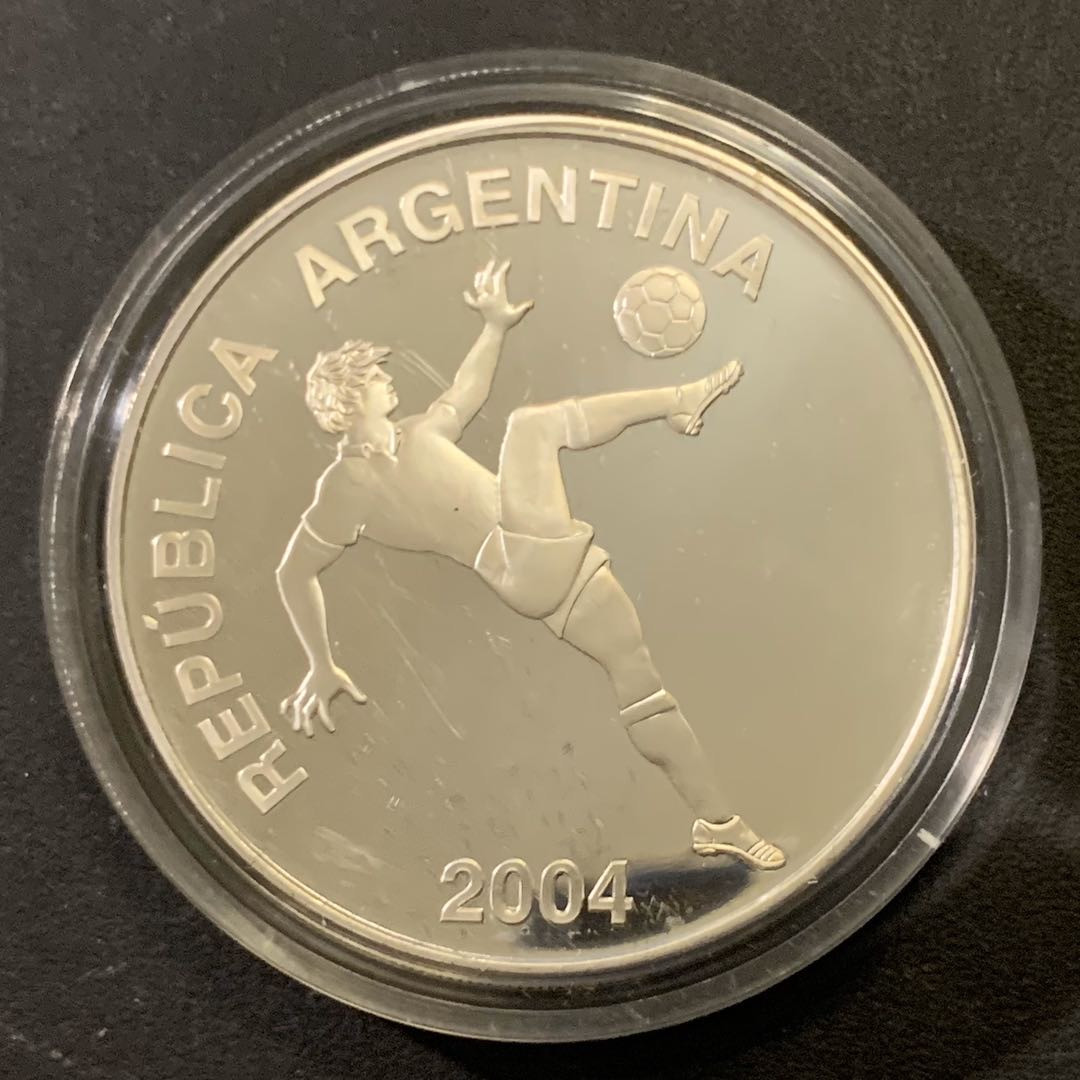 紫瑗钱币—微拍第43期  阿根廷 2006年 德国世界杯 5比索 27克 0.925银 精制