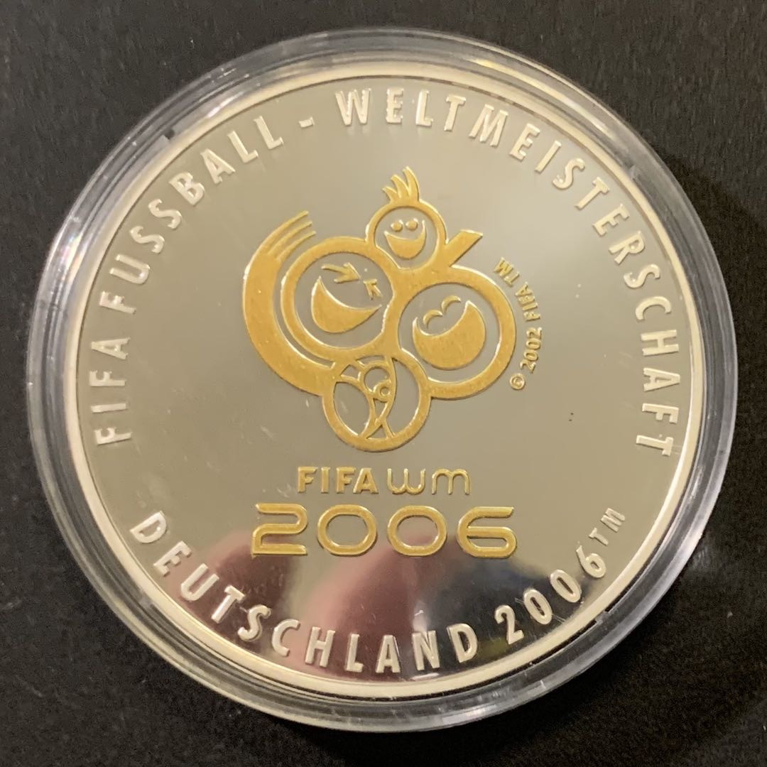 紫瑗钱币—微拍第43期  德国 2006年 德国世界杯 彩色纪念章 25克 0.925银 精制