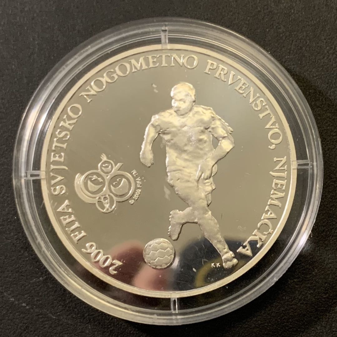 紫瑗钱币—微拍第43期  克罗地亚 2006年 德国世界杯 150库纳 24克 0.925银 精制