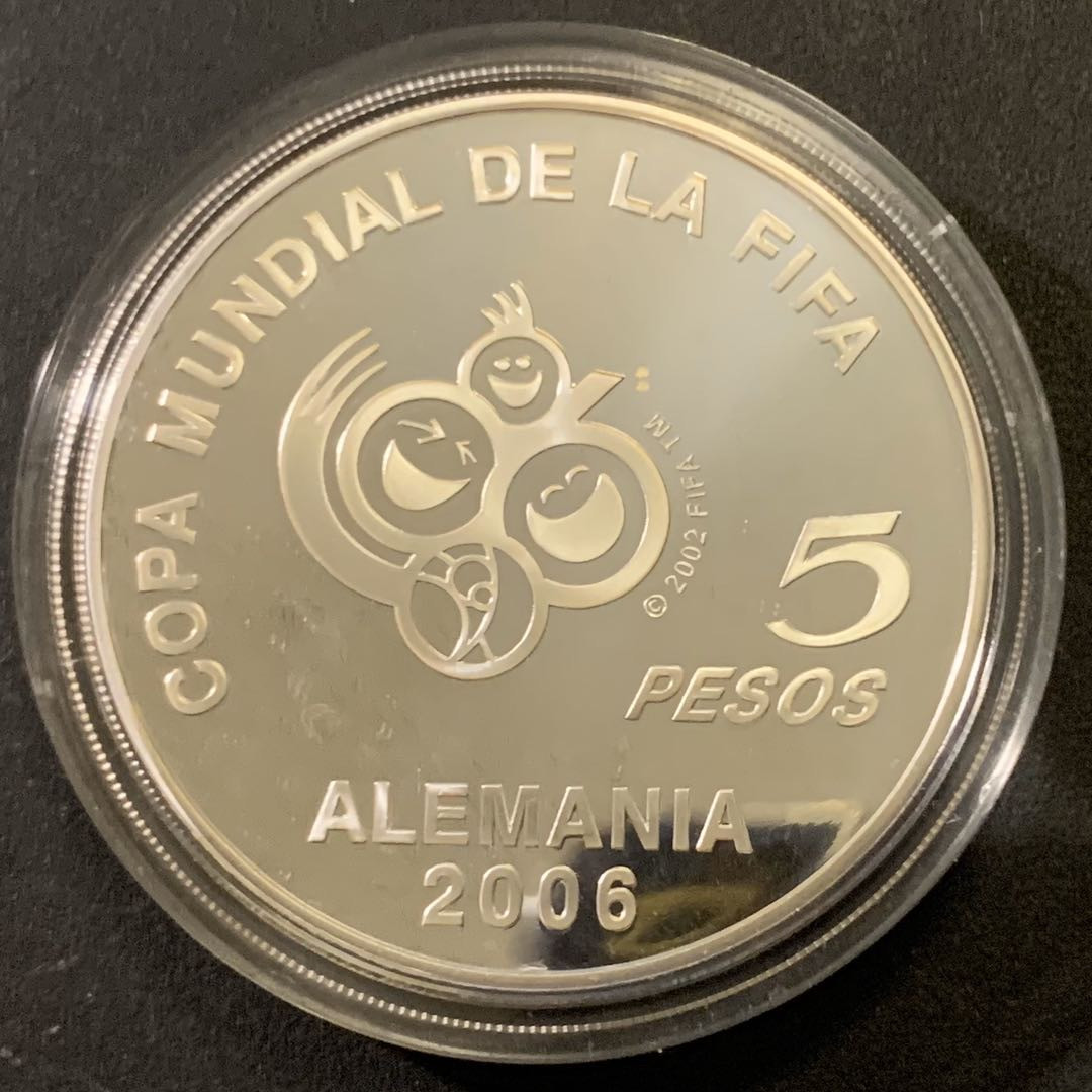 紫瑗钱币—微拍第43期  阿根廷 2006年 德国世界杯 5比索 27克 0.925银 精制