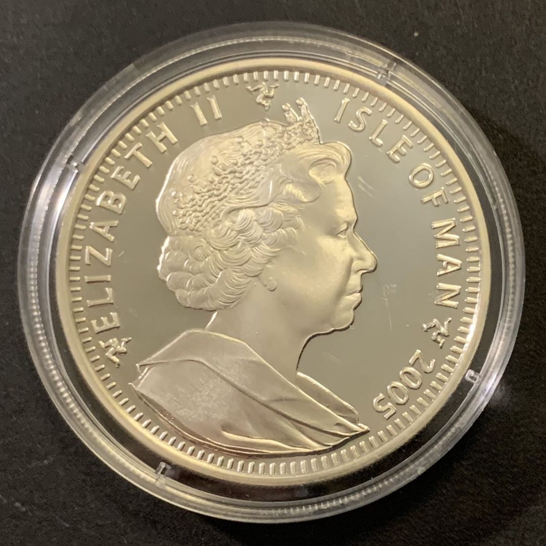 紫瑗钱币—微拍第43期  马恩岛 2005年 德国世界杯 1克朗 28.28克 0.925银 精制