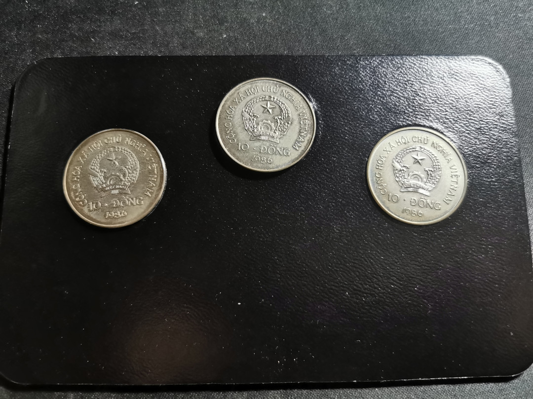 【鲸贝乐淘】千字文·第“男效才良”号拍卖 【越南🇻🇳】1986年铜镍合金动物币，三枚一套，发行量5000，有氧化品相如图，稀少品种