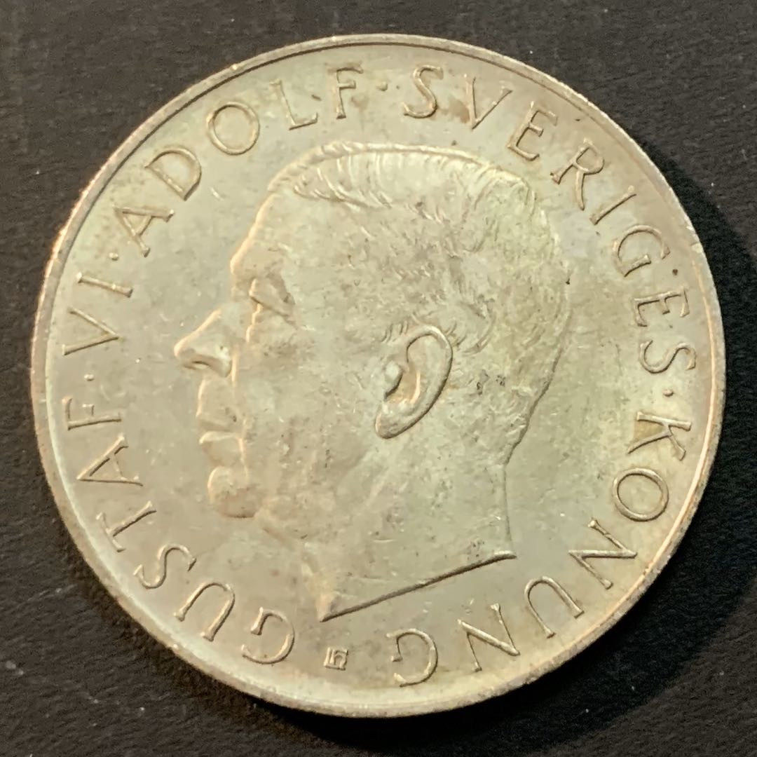 紫瑗钱币—微拍第43期  瑞典 1952年 古斯塔夫六世 5克朗 22.7克 0.4银