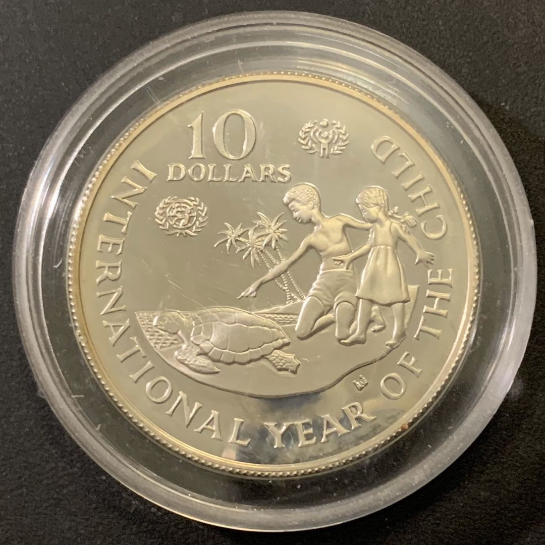 紫瑗钱币—微拍第43期  开曼群岛 1982年 国际儿童年 10元 27.9克 0.925银 精制