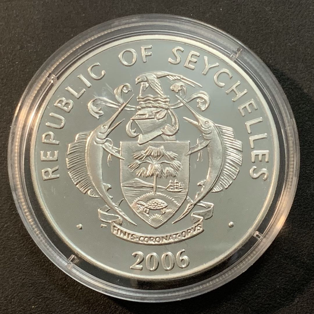 紫瑗钱币—微拍第43期  塞舌尔 2006年 德国世界杯 25卢比 28.28克 0.925银 精制