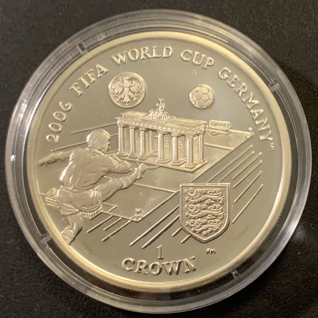 紫瑗钱币—微拍第43期  马恩岛 2005年 德国世界杯 1克朗 28.28克 0.925银 精制