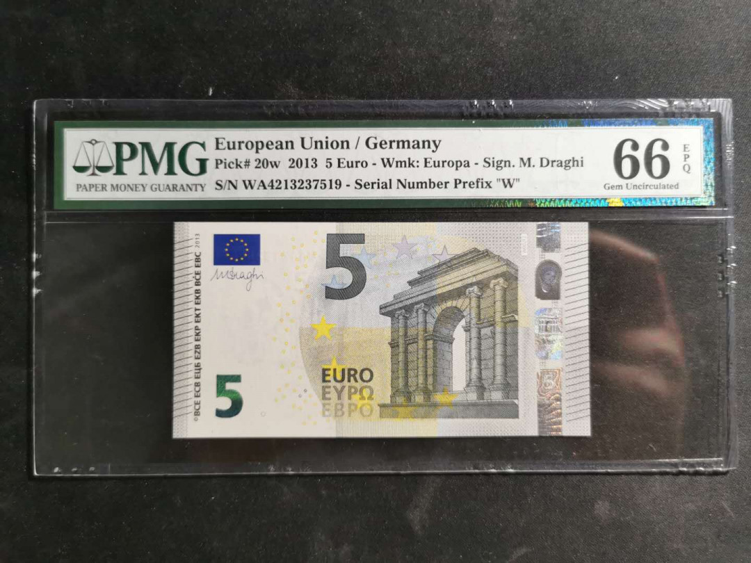 【鲸贝乐淘】千字文·第“男效才良”号拍卖 【欧盟🇪🇺】2013年德国版5欧元，PMG66E 