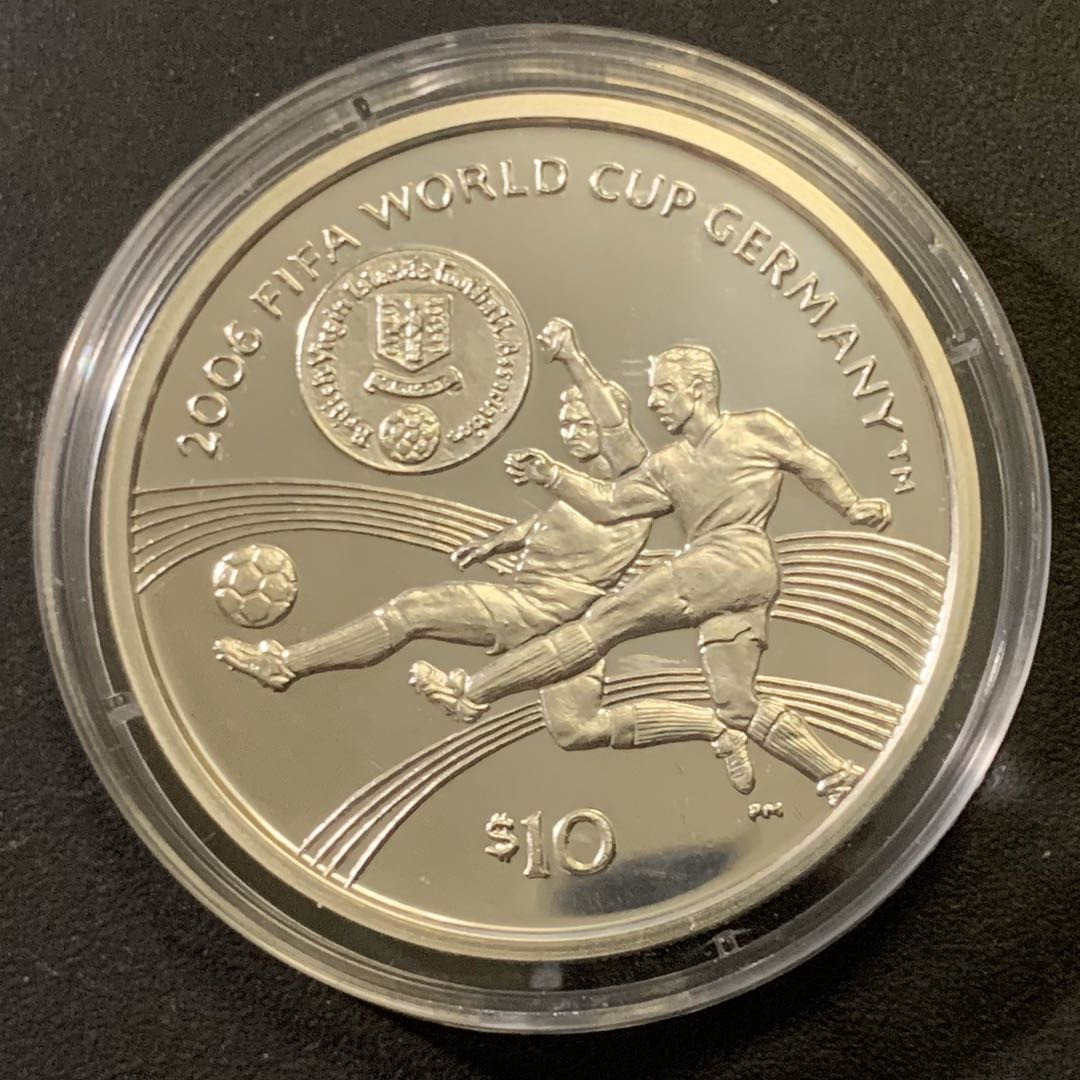 紫瑗钱币—微拍第43期  英属维尔京群岛 2004年 德国世界杯 10元 28.28克 0.925银 精制