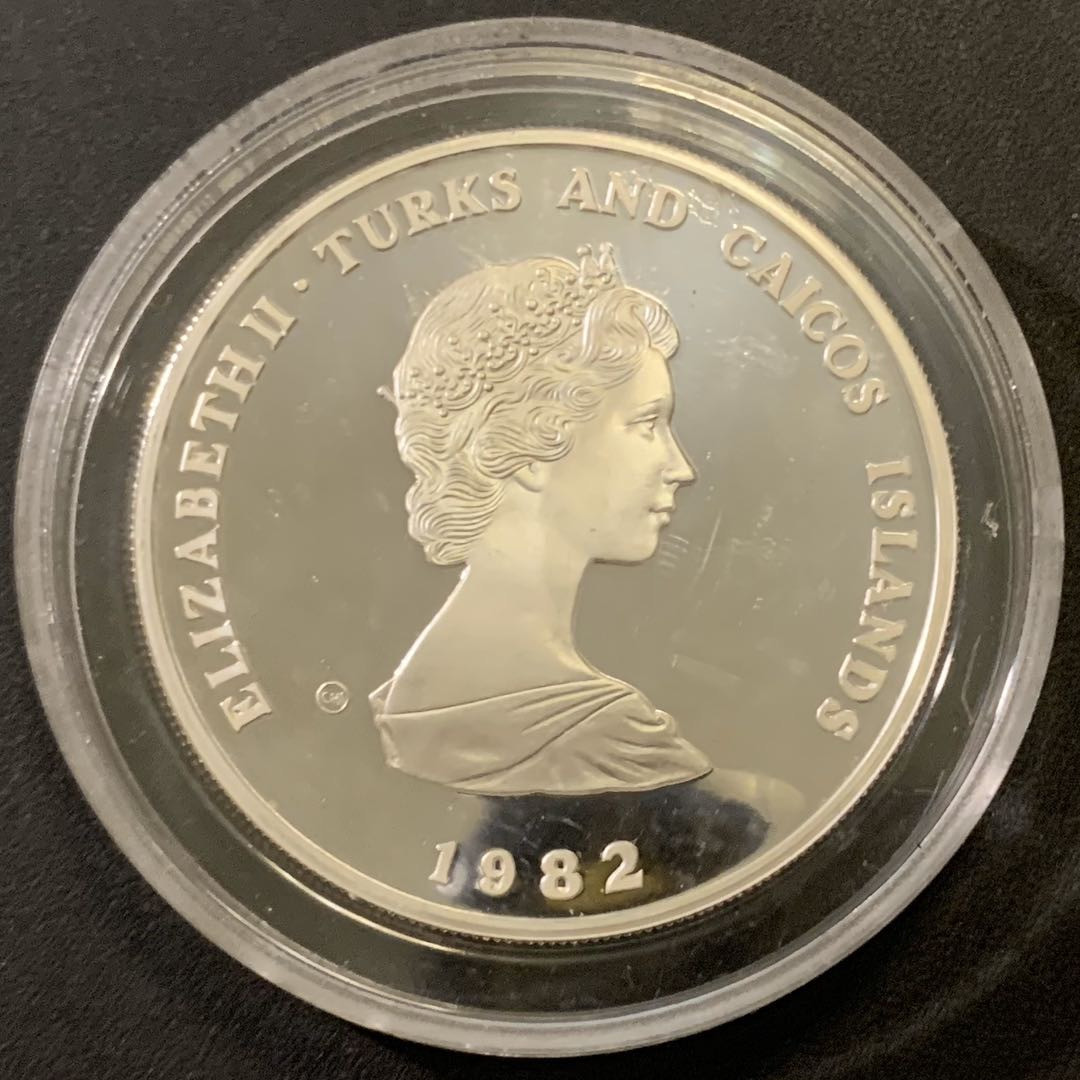 紫瑗钱币—微拍第43期  特克斯与凯恩斯  1982年 国际儿童年 10克朗 23.28克 0.925银 精制