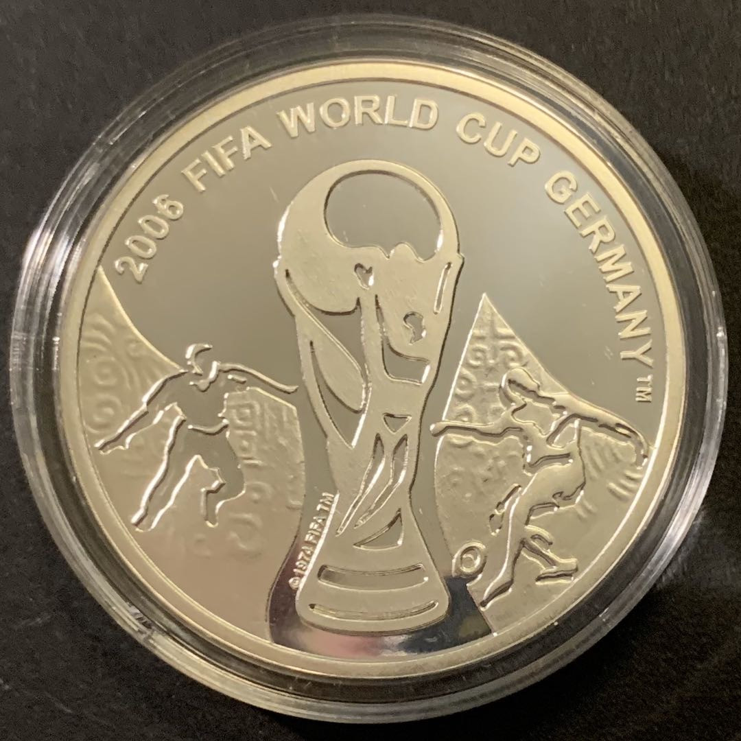 紫瑗钱币—微拍第43期  格鲁吉亚 2004年 德国世界杯 1拉里 28.28克 0.999银 精制