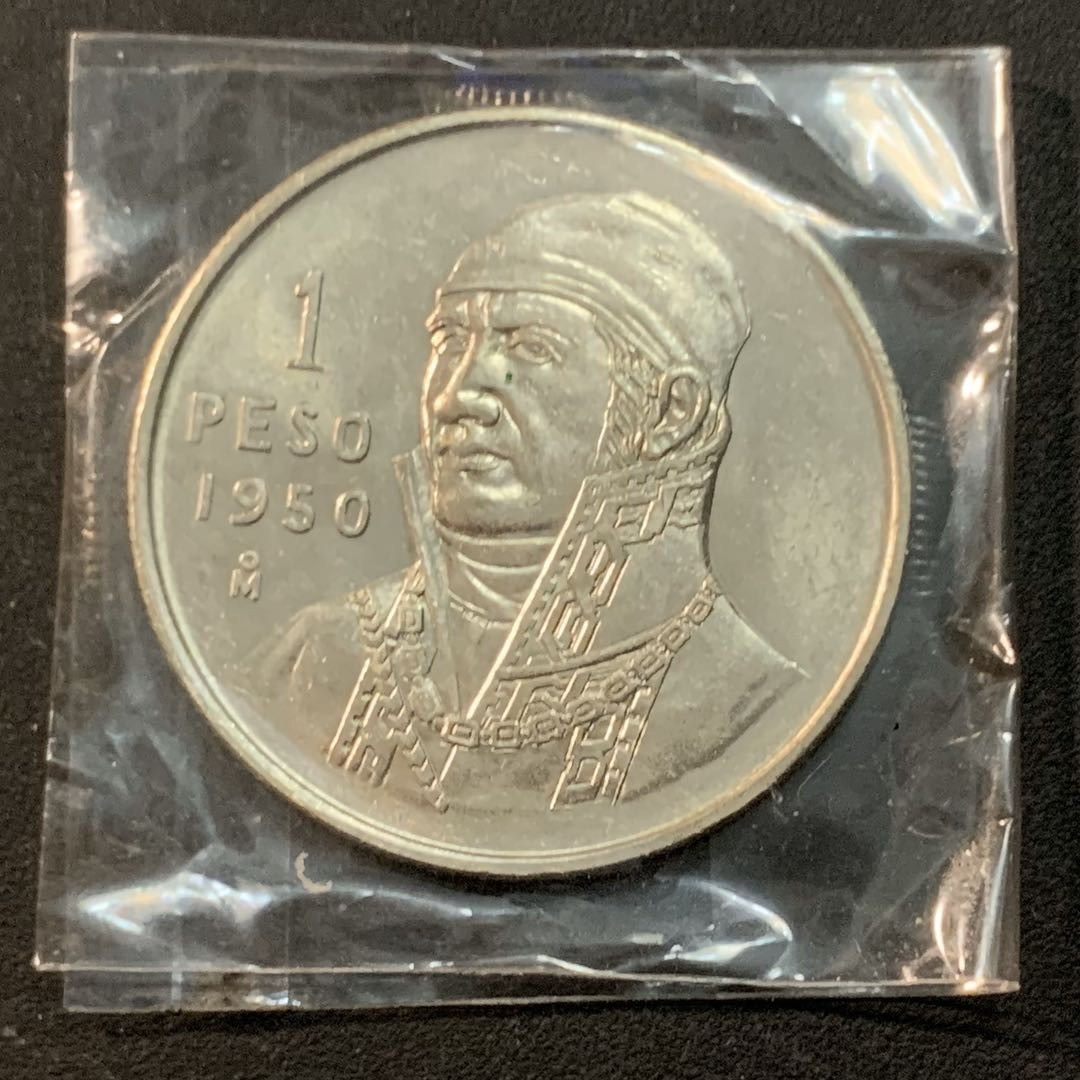 紫瑗钱币—微拍第43期  墨西哥 1950年 人物 1比索  13.3克 0.3银 BU