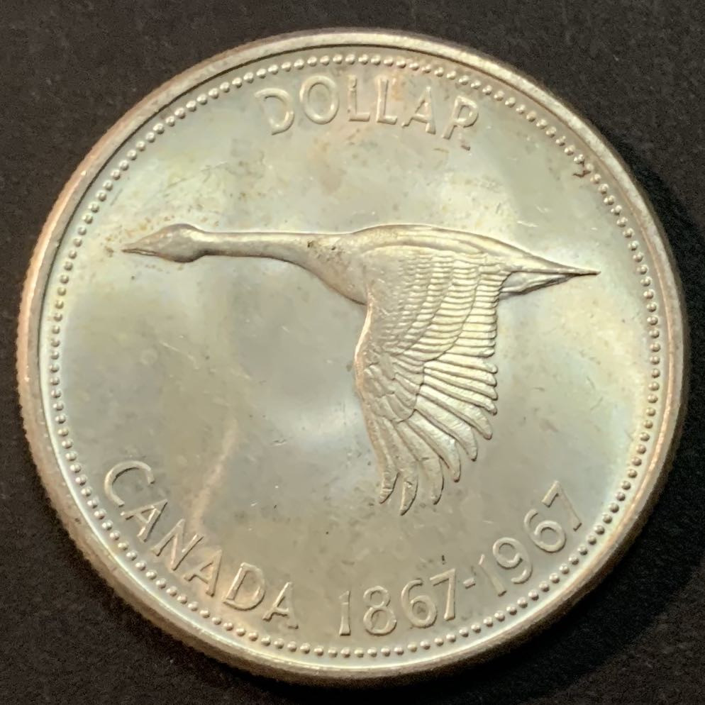紫瑗钱币—微拍第43期  加拿大 1967年 建国百年 大雁 1元 23.5克 0.8银 