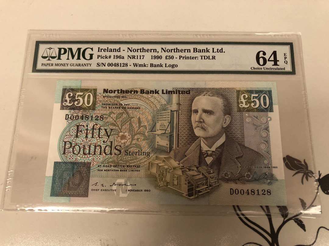 【收藏联盟】第130期拍卖——伊比利亚斗牛士（共55拍） 北爱尔兰 1990年 50镑 PMG64EPQ p196a 次高值较少