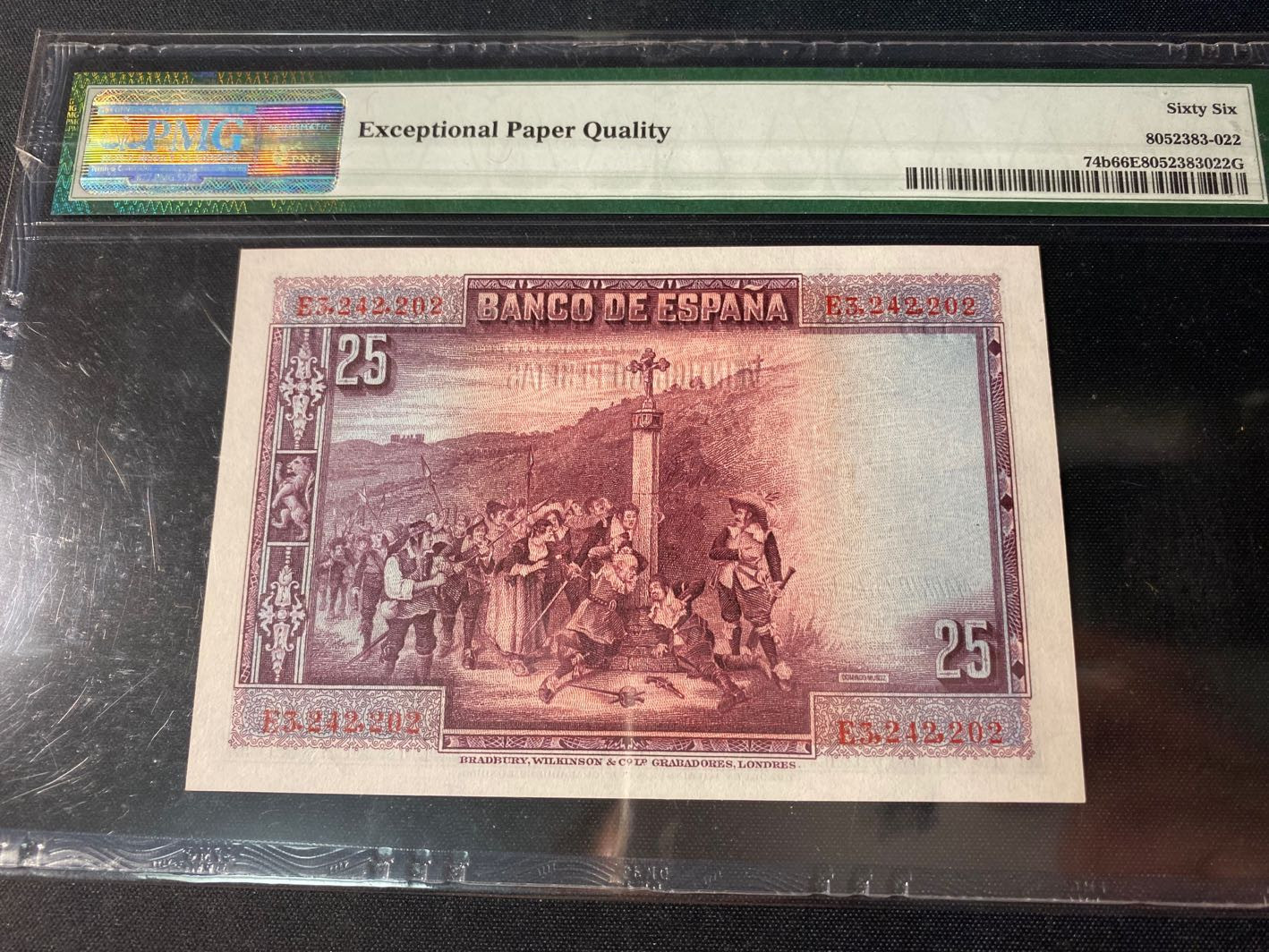 【收藏联盟】第130期拍卖——伊比利亚斗牛士（共55拍） 西班牙 1928年 25比塞塔 pmg66EPQ  BWC出品