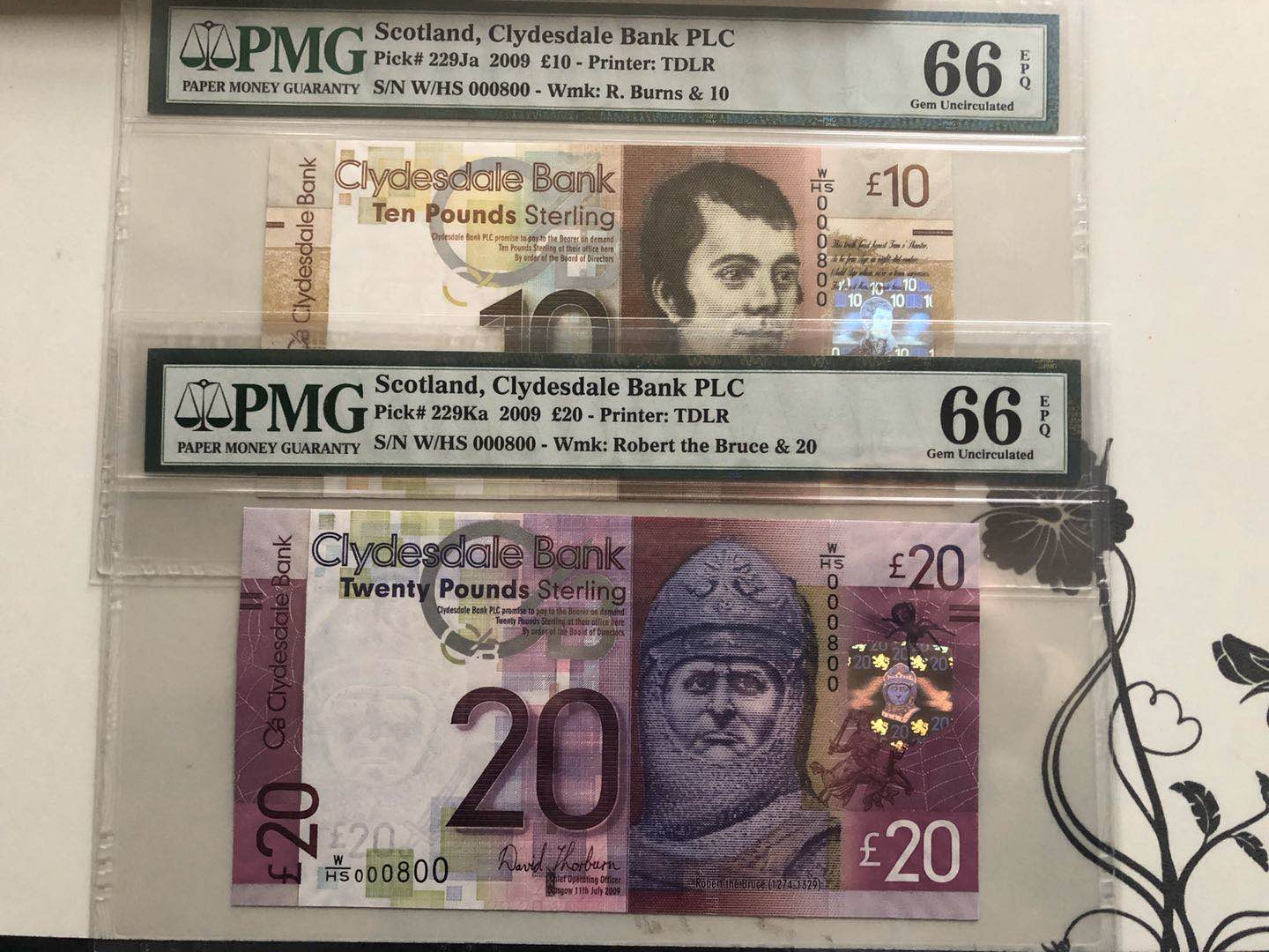 【收藏联盟】第130期拍卖——伊比利亚斗牛士（共55拍） 【一组5张】苏格兰 2008年 5-100镑 全同小号800 PMG65EPQ-67EPQ 非常漂亮