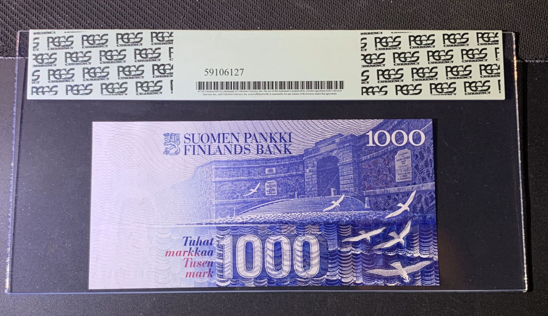 紫瑗钱币—微拍第44期—纸币场 芬兰 1991年 1000马克 PCGS 67 PPQ