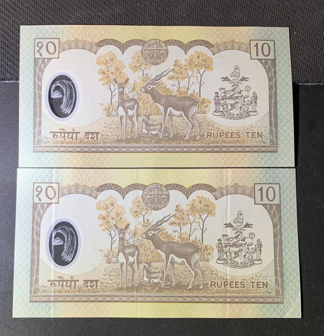 紫瑗钱币—微拍第44期—纸币场 尼泊尔 10卢比 塑料钞 2枚一组 1枚 UNC