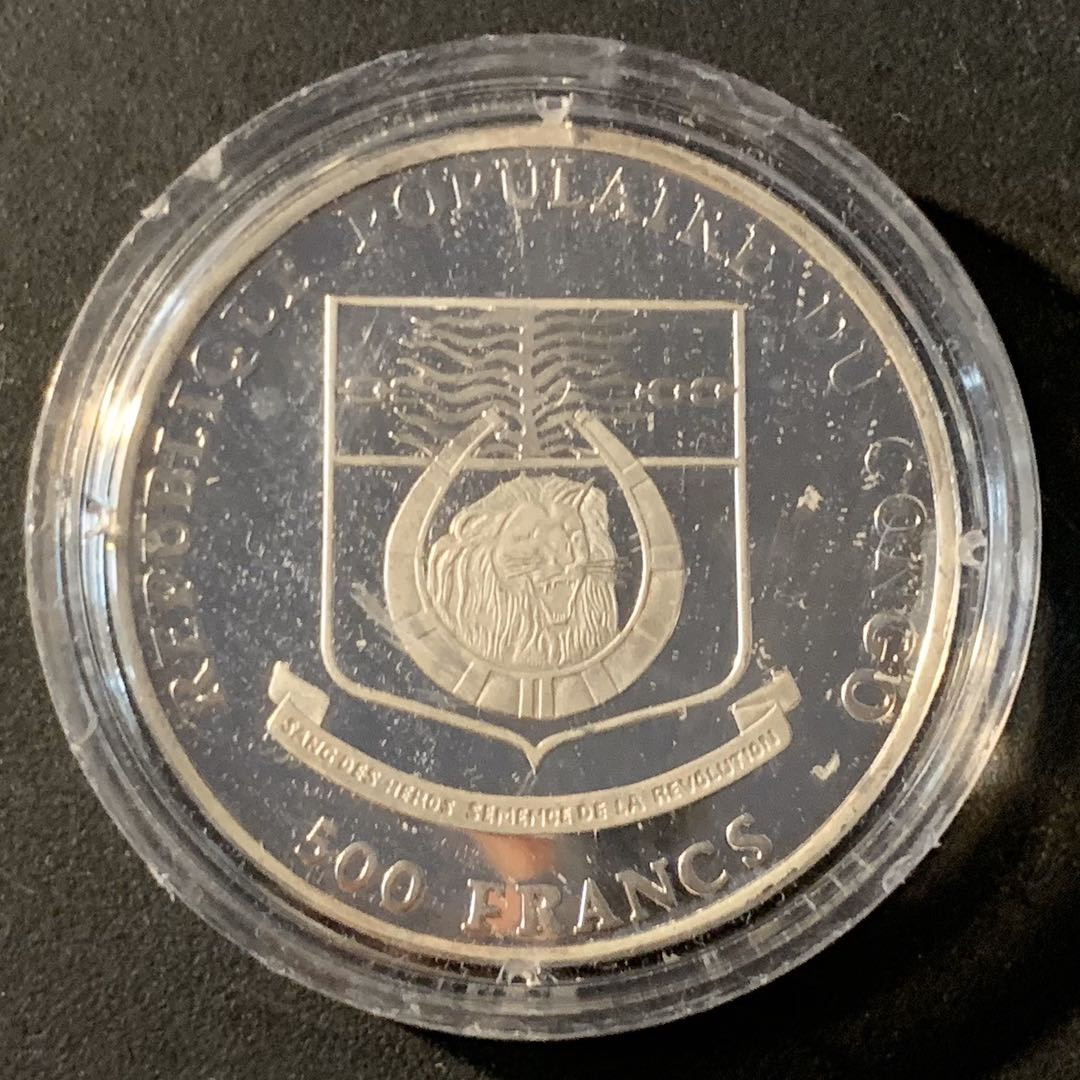 紫瑗钱币—微拍第45期  刚果 1994年 94美国世界杯 500法郎 20克 0.999银 精制