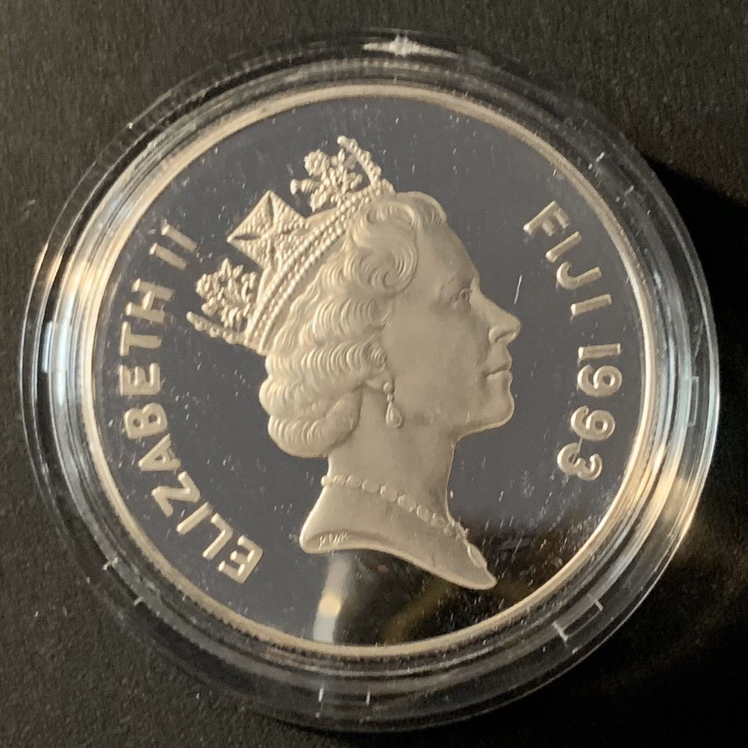 紫瑗钱币—微拍第45期  斐济 1993年 94美国世界杯 10元 31.64克 0.925银 精制