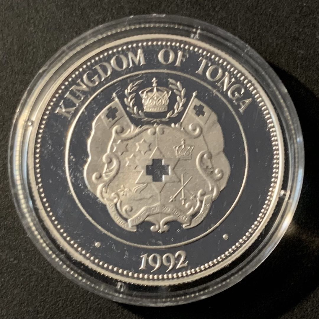 紫瑗钱币—微拍第45期  汤加 1992年 94美国世界杯 1潘加 31.47克 0.925银 精制